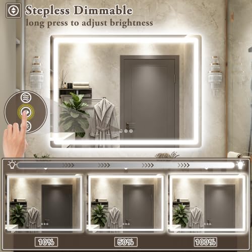 48"x36" LED Bathroom Mirror Anti-Fog Dimmable Wall Mount Vanity Touch - Image 4