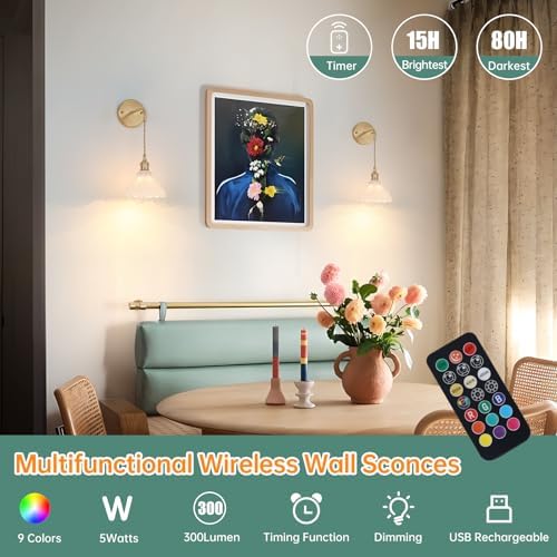 Shenmoyl Battery Operated Wall Sconce - Image 2