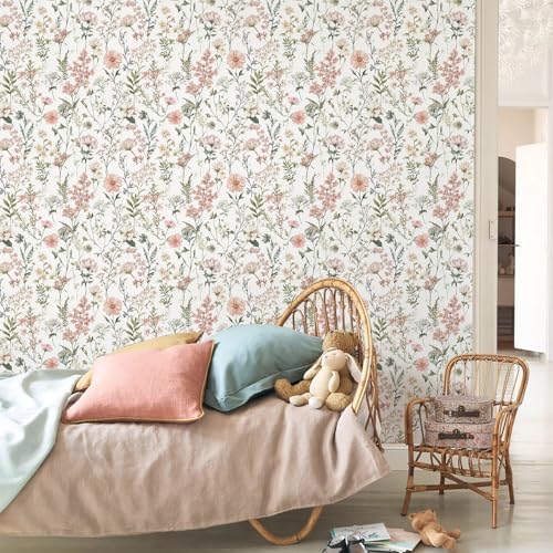 Orainege Pink Floral Peel and Stick Wallpaper Self Adhesive Wallpaper - Image 6