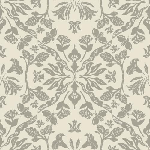 Heroad Vintage Damask Floral Peel and Stick Wallpaper Neutral Contact Paper by HeroadBrand