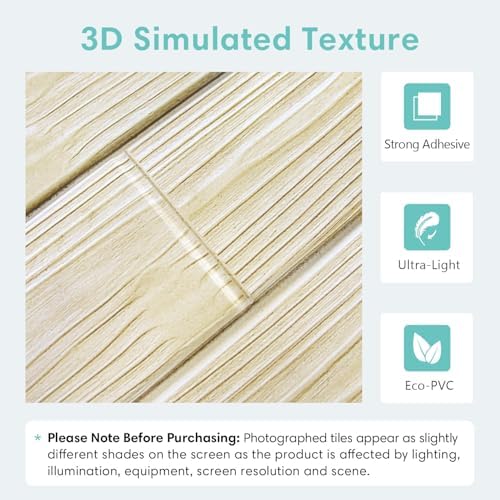 Commomy 3D Faux Wood Peel and Stick Wall Tiles 10 Pcs 11.8" x 11.8" - Image 4