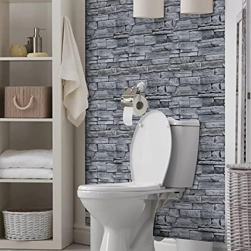 Brick Wallpaper Peel and Stick Wallpaper Grey Faux Stone Rock Wall paper - Image 3
