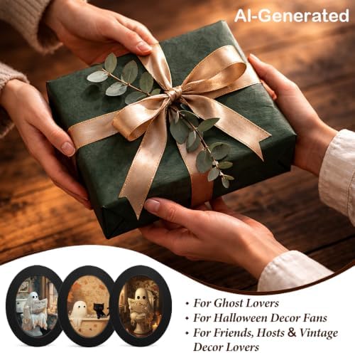 3Pcs Funny Ghost Halloween Bathroom Oval Wall Art Framed Spooky Decor - Image 7