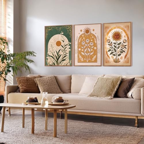 CHDITB Bohemian Floral Framed Canvas Wall Art Set, Nature Inspired Wall Decor - Image 4