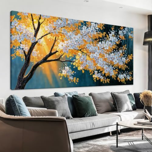 Modern Yellow Floral Tree Wall Artwork Pictures by IU