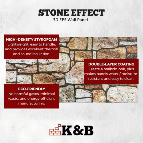 K&B Panels 3D Wall Panels, Stone Effect Styrofoam Wall Panels, Lightweight - Image 5