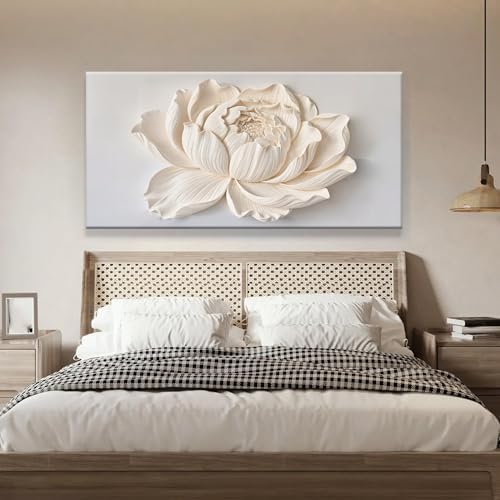 TAIJXAGSG Modern Wall Art White Flower Canvas Art Wall Decor Wall Decor Prints - Image 3