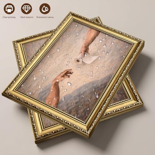 Gold Framed Wall Art, Funny Creation Of Adam Toilet Paper Print - Image 5