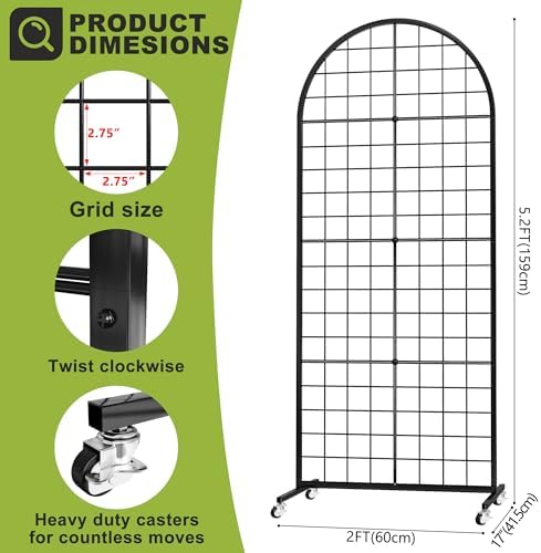 VGMiu Grid Wall Panel 2' x 5.2' FT Metal Grid Display Stand 2PCS Black - Image 2