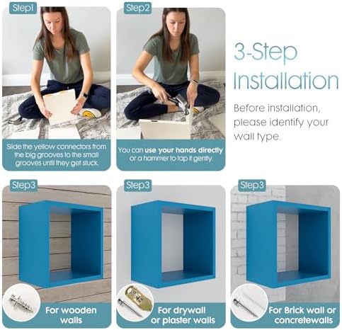 Kaboon Cube Floating Shelves Set2, Display Shelves Wall Mount 7.75" D x 12.5" W - Image 4