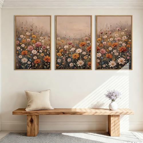 IARTTOP Framed Floral Canvas Wall Art Large 16x24 Inch Colorful Wildflower Art - Image 3