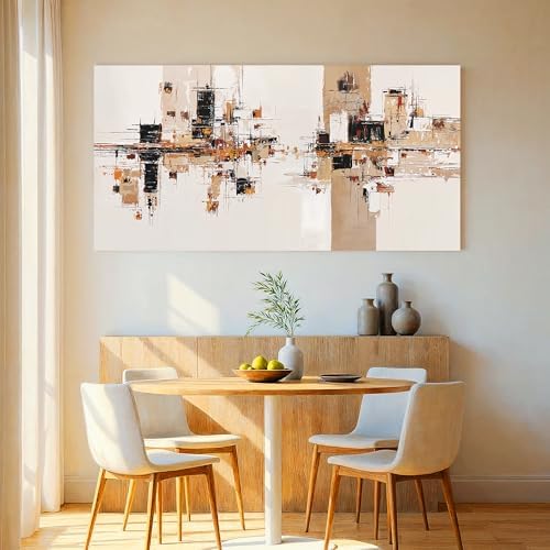 YISXINOAG Beige Abstract Wall Art Industrial Geometric Painting 24"X48" - Image 4