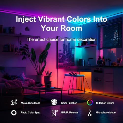 200 FT Led Lights for Bedroom, Music Synchronized Smart Led Strip Lights - Image 2