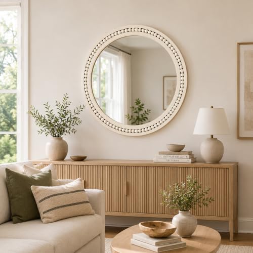Saliwa 24 Inch Round Bathroom Mirror, Rustic Farmhouse Round Mirror - Image 6