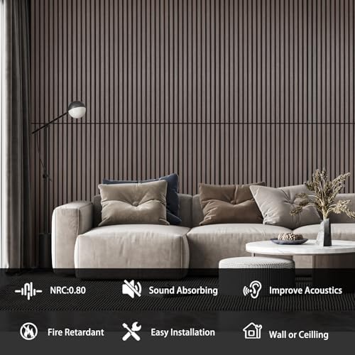 Yun-aeon Dark Walnut 2 Pack Wood Slat Acoustic Panels 47.2 x 23.6 Inch 3D - Image 7