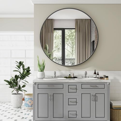 VooBang Large Black Round Bathroom Mirror 48" - Image 6
