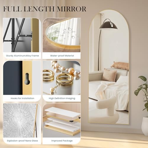 NEWBULIG 64"x21" Arched Full Length Mirror, Full Body Floor Mirror - Image 3