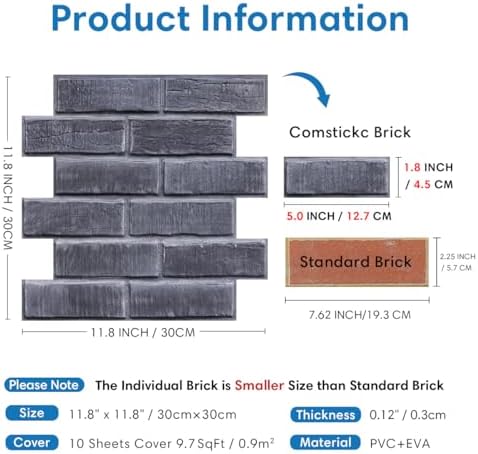 COMSTICKC 3D Faux Brick Wall Panels Peel and Stick - Image 3