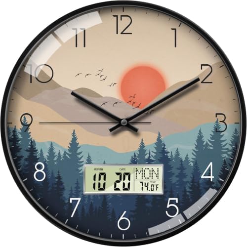 Wilderness Sunset Wall Clock, 12 Inch Analog and Digital Combo by SCOAGE
