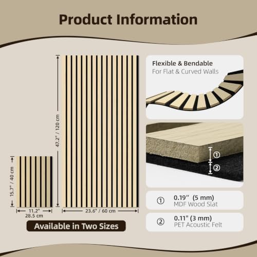 Vieshful 20-Pack Acoustic MDF Wood Slat Wall Panels - Image 2