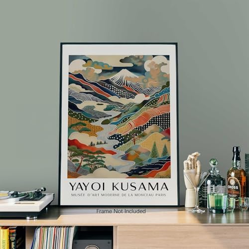 Vintage Japanese Canvas Wall Art Yayoi. Kusama Posters Mount Fuji Landscape - Image 3