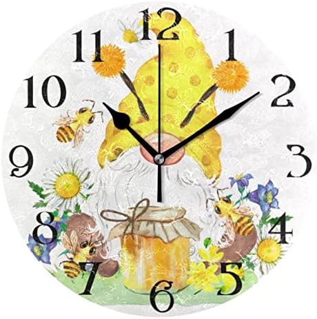 Gnome Wall Clocks Battery Operated Gnome Kitchen Clocks Non-Ticking 9.5 Inch by MFTJYO