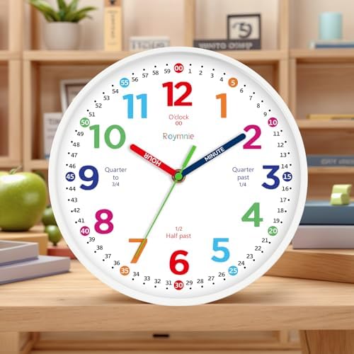 Roymnie Wall Clock for Kids Learning Battery Operated Teaching 8" - Image 4