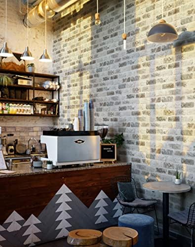 Guvana 17.3"×787" Brick Peel and Stick Wallpaper Grey Brown Wallpaper - Image 2