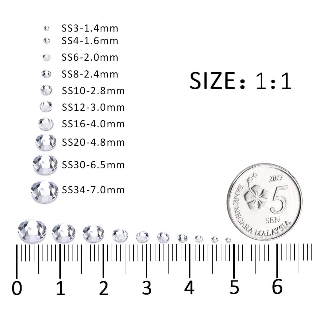 3000Pcs White Crystal Rhinestones,Glass Flatback Rhinestones Mini Gemstones for Nail Face Makeup Art Crafts Clothes Decoration -(SS6,2.0mm,White)