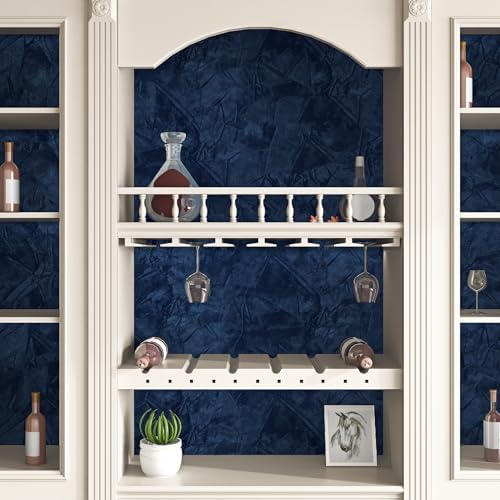 LACHEERY 157"x24" Navy Blue Velvet Peel and Stick Wallpaper Blue Velvet Contact - Image 3