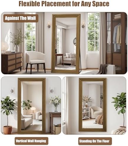 Wood Full Length Mirror 71"x30", Large Solid Wood Frame Floor Mirror - Image 4