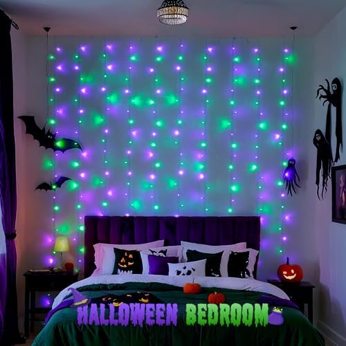 JMEXSUSS 300LED Purple & Green Curtain Lights - Image 5