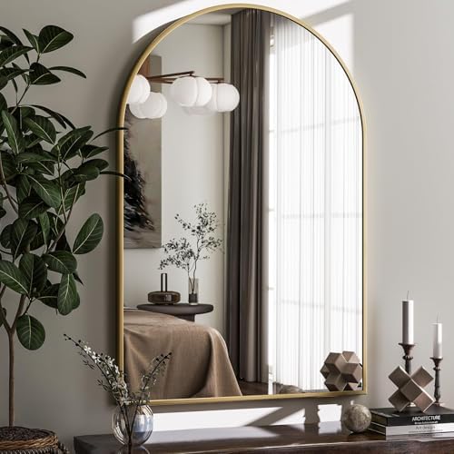 HARRITPURE Arched Wall Mirror 26"x38" Gold Arch Bathroom Vanity Mirror by HARRITPUREHome