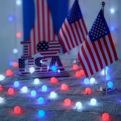 JMEXSUSS Connectable 33ft 100 LED Red White and Blue Lights Indoor Outdoor - Image 4