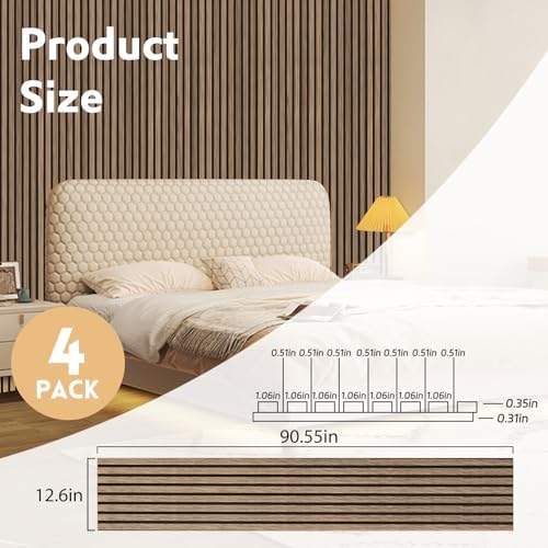 RITOLLO 4 Pack Wood Panels for Wall, 90.55"×12.6" Wood Slat Acoustic Panels for - Image 2
