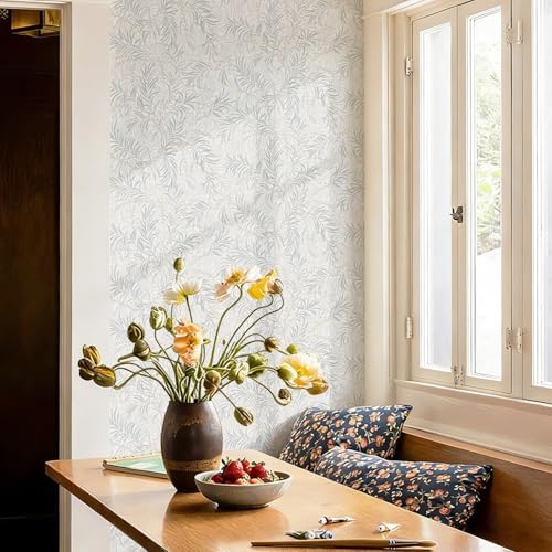 Ismoon Boho Wallpaper Peel and Stick Dusty Green Botanical Wallpaper 17.3in - Image 2
