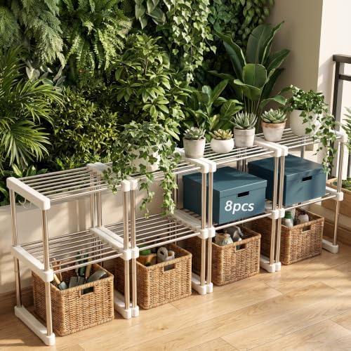 BLULEE Expandable Standing Shelf Unit, Adjustable Storage Rack White by BLULEE