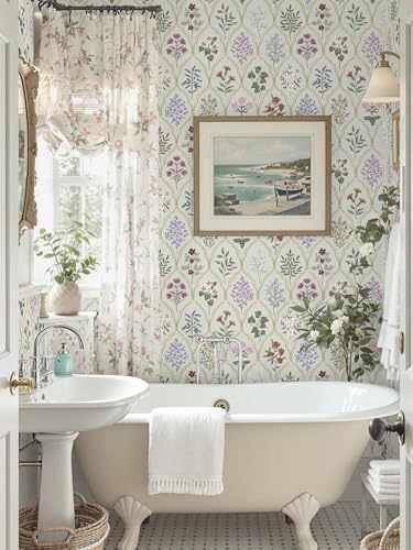 Dimoon 78.7"x17.3" Peel and Stick Wallpaper Floral Vintage Contact Paper Modern - Image 5