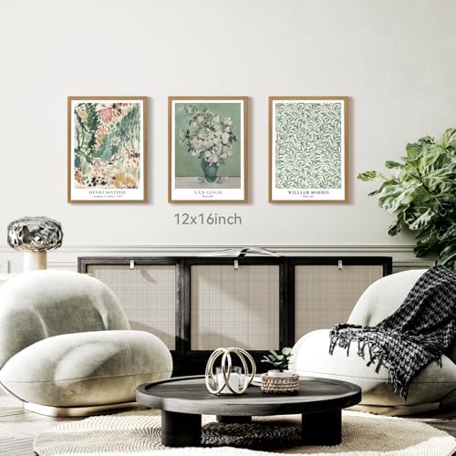 CAZLOUC Matisse Van Gogh William Morris Wall Art Set of 3, Sage Green Bathroom - Image 4