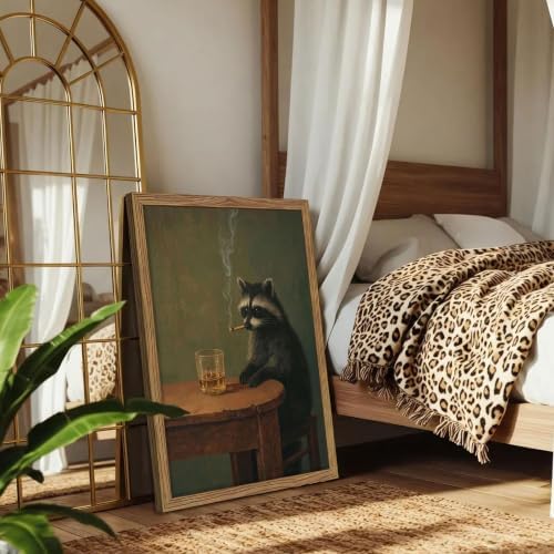 Framed Vintage Raccoon Wall Art, Moody Raccoon Canvas Prints, Funny Dark - Image 2