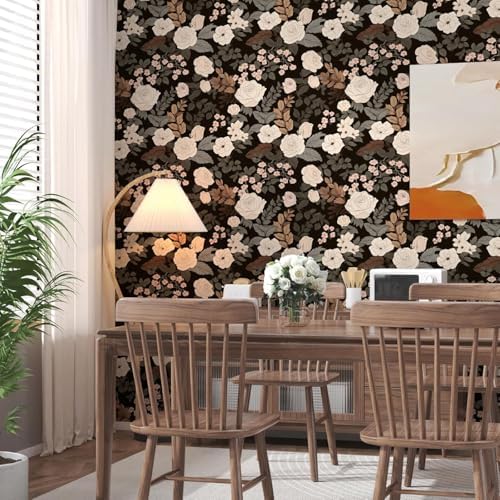 Brown Vintage Floral Peel and Stick Wallpaper 17.5" x 393" - Image 5