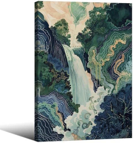 Japanese Landscape Framed Prints Poster Abstract Nature Mountain Canvas Wall by Unknown