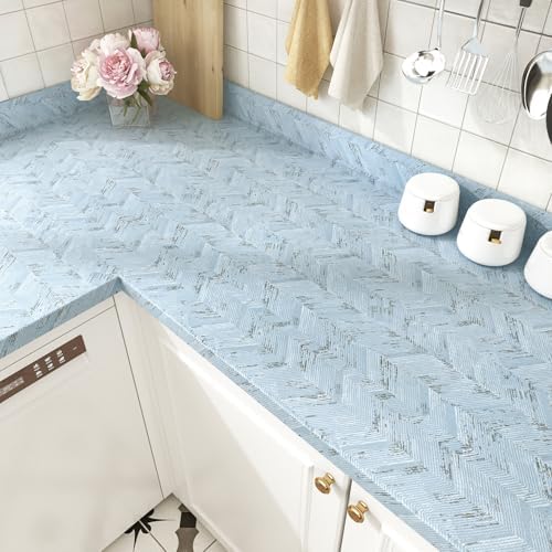 Wallercity Light Blue Grasscloth Wallpaper Twill Blue/Gray Peel and Stick Grass - Image 2