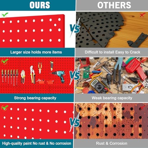 4 Pack Steel Peg Board, Universal 1/8 and 1/4 Pegboard Accessories, Office - Image 5