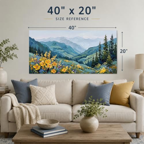 Anolyfi Mountain Landscape Canvas Wall Artfor Bedroom 40"x20" - Image 3