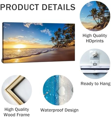 Beach Wall Art Sunset Pictures Ocean Seascape Theme Art Wall Pictures Coastal - Image 3