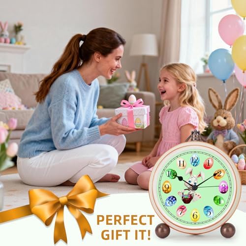 Maxspace 5.2in Cute Easter Egg Metal Table Clock, Quartz Movement Non-Ticking - Image 7