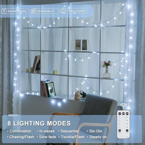 JMEXSUSS Connectable 100 LED Globe White String Lights Indoor - Image 2