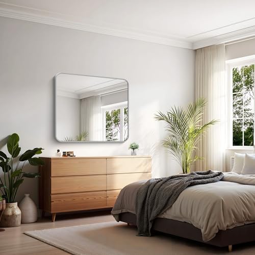 KOCUUY Silver Bathroom Mirror, 30x36 Inch Bathroom Mirror - Image 3