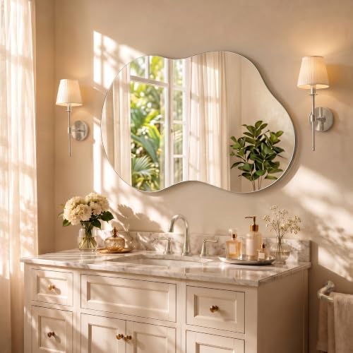 Bathroom Mirror for Over Sink-Frameless Home Decor Wall 26"x 46" Single - Image 3